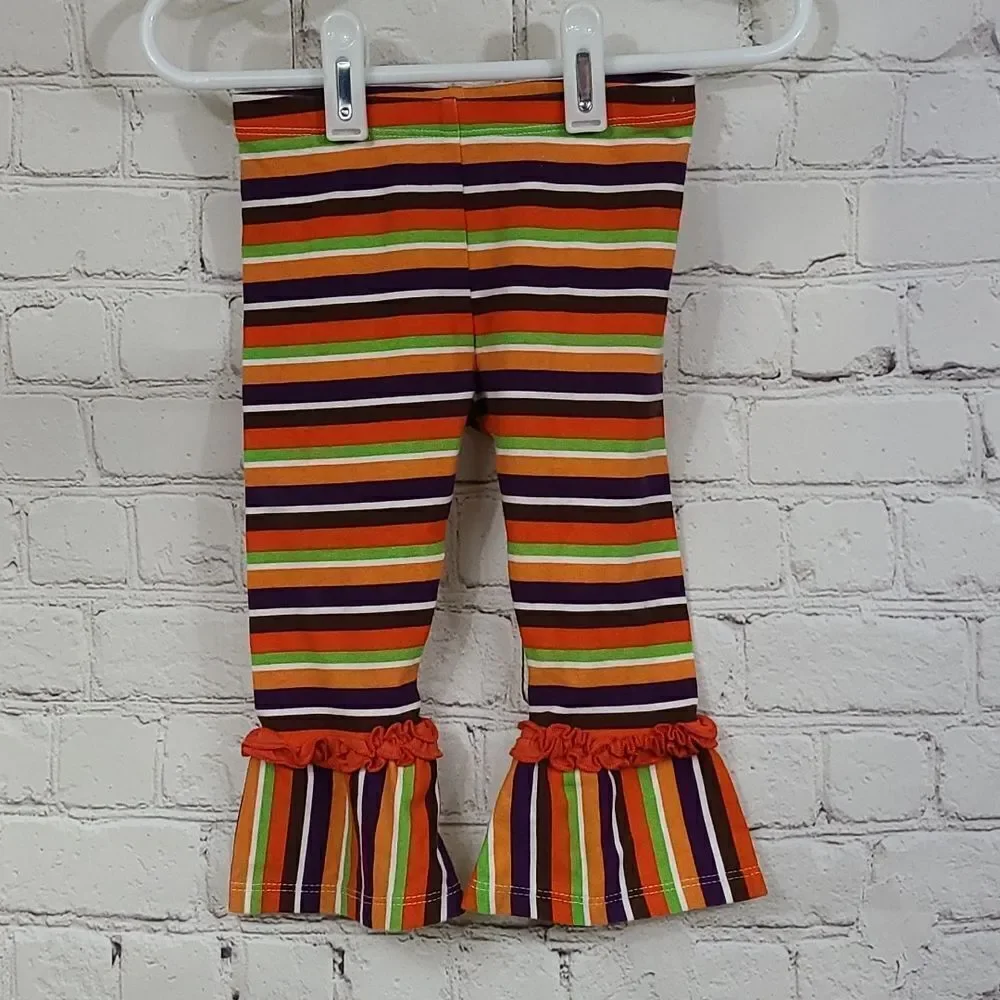 Bonnie Jean 12M Fall Stripe Bell Bottom Pants Ruffle Groovy Fall Halloween Baby